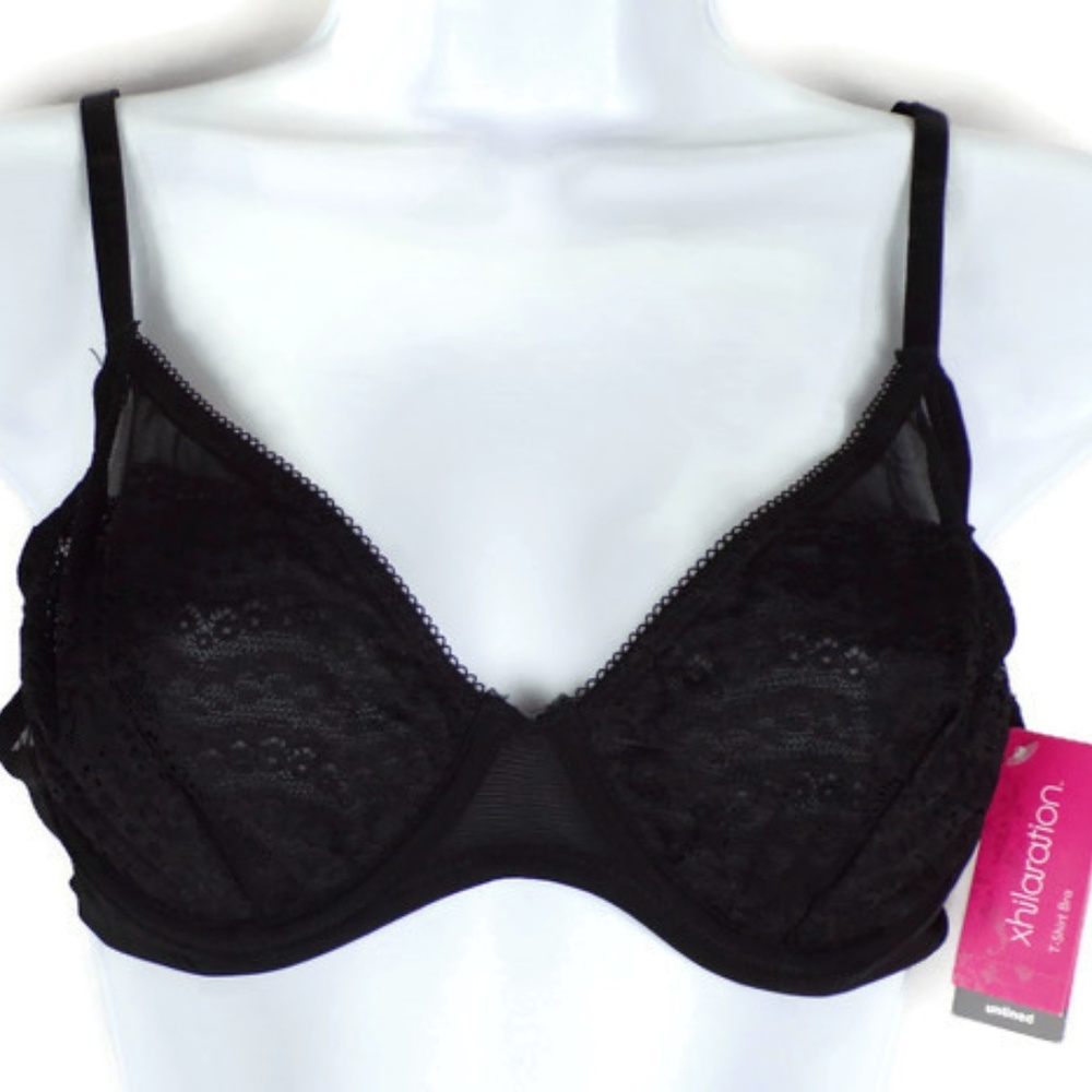 T-Shirt Bra Xhilaration Lace Underwire Black WA970